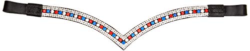Cwell Equine Bling V Shape 5 Rows Diamante Team GB/Clear Crystal Browband Dressage Black