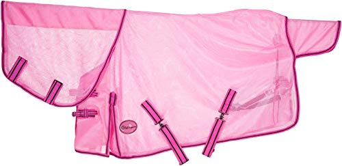 Cwell Equine NEW MINI/SHETLAND/PONY FLY RUG SOFT MESH ATTACHED NECK COVER PINK 3'6-4'9"