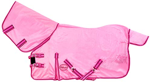 Cwell Equine NEW MINI/SHETLAND/PONY FLY RUG SOFT MESH ATTACHED NECK COVER PINK 3'6-4'9"