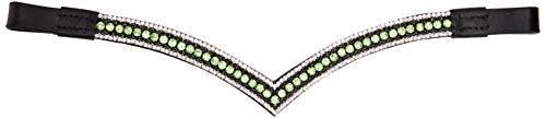 Cwell Equine Bling V Shape 5 Rows Diamante Parrort Green/Clear Crystal Browband Dressage Black