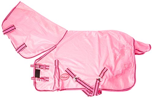 Cwell Equine NEW MINI/SHETLAND/PONY FLY RUG SOFT MESH ATTACHED NECK COVER PINK 3'6-4'9"