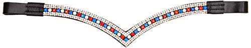 Cwell Equine Bling V Shape 5 Rows Diamante Team GB/Clear Crystal Browband Dressage Black