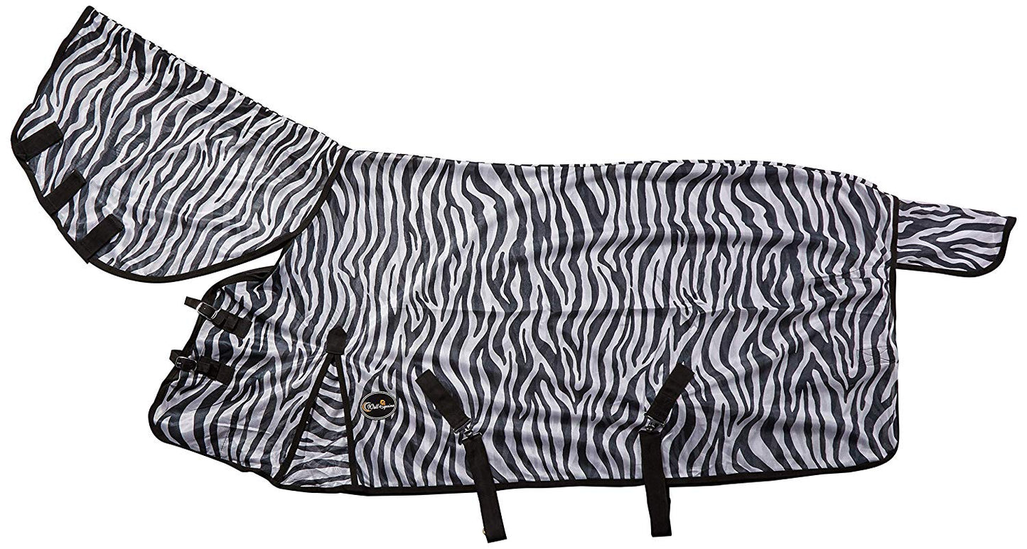 Cwell Equine New Bug Away Horse fly rug combo attached neck cover ZEBRA PRINT