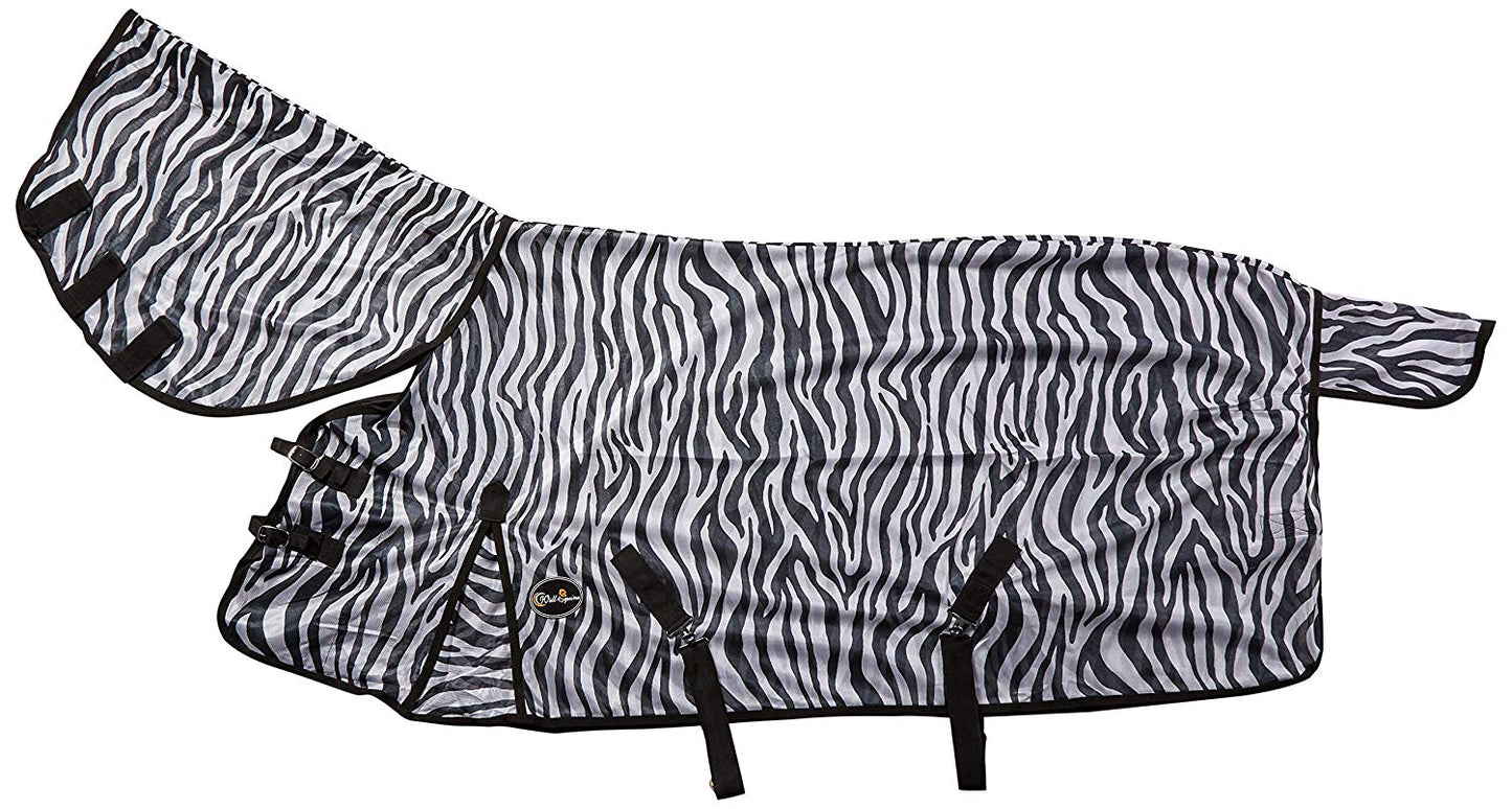 Cwell Equine New Bug Away Horse fly rug combo attached neck cover ZEBRA PRINT