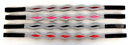 New Designer Bling Clear Crystal with Patent coloured Leather Browband Black