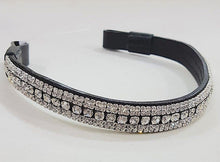 Load image into Gallery viewer, NEU Bling ! Designer Look u 5 ROW CLEAR CRYSTAL Stirnriemen schwarz
