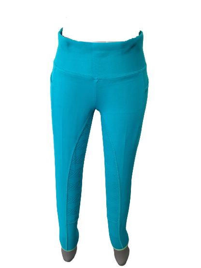NEW Full Silicone Grip Horse Riding  Tights Breeches  Phone Pocket,Aqua
