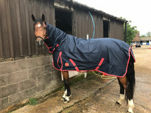 Load image into Gallery viewer, Cwell Equine NAVY Lightweight Full Combo Attached Neck Outdoor Turnout Rug 0 gm
