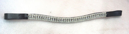 NEU Bling ! Designer Look u 5 ROW CLEAR CRYSTAL Stirnriemen schwarz