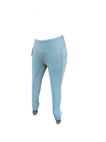 New Silicone Grip Horse Riding Leggings Tights Phone Pocket, MIRAGE BLUE