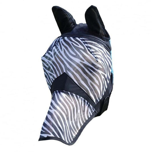 New Fine Mesh Zebra Print Fly Mask Ears & Nose Full Face, UV Protection F/C/P