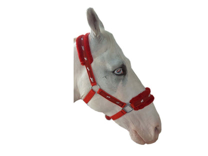 New Mink padded HORSE COB PONY Nylon Halters/Headcollar Horse Print Lead set