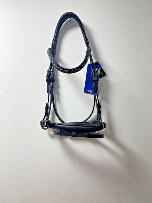 NEW English Leather BRIDLE SNAFFLE Crystal BRIDLE full Black (944/23-24) B30