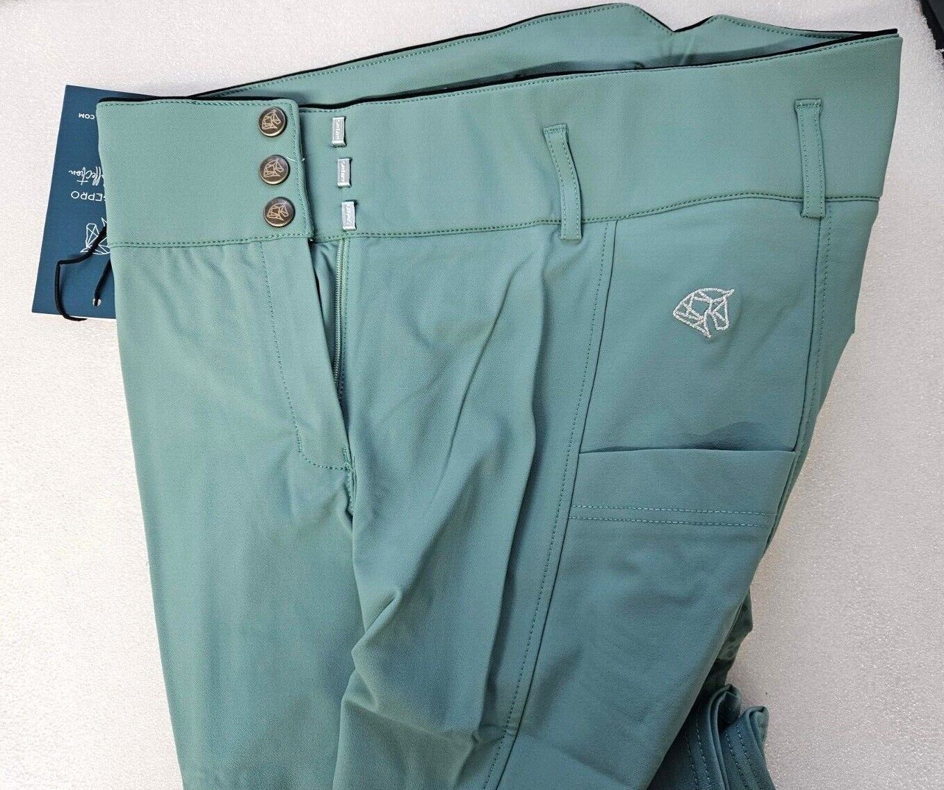 NEW DRESSAGE PRO ESSENTIAL PERFORM BREECHES, DARK MINT (006802 ADD)