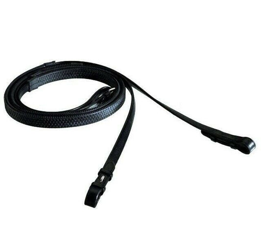 New Classic Super Soft Jelly Rubber Reins Pimple Grip Leather Reins Black/Brown
