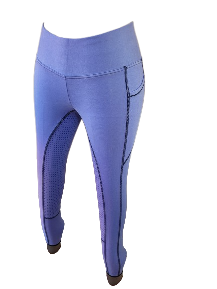 New Silicone Grip Horse Riding Leggings Tights Breeches Phone Pocket LIGHT PURPE