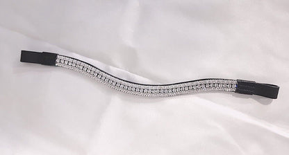 NEU Bling ! Designer Look u 5 ROW CLEAR CRYSTAL Stirnriemen schwarz