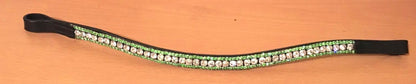DESIGNER BLING!*Leather Mega-Sparkly Browband*3-Rows Crystals*Dressage *BLACK*