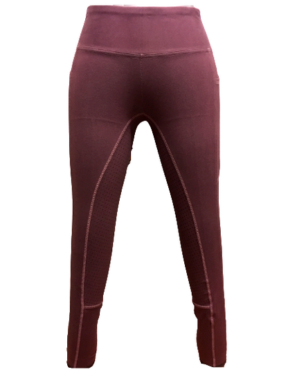 New Silicone Grip Horse Riding Leggings Tights Breeches + Phone Pocket Burgundy