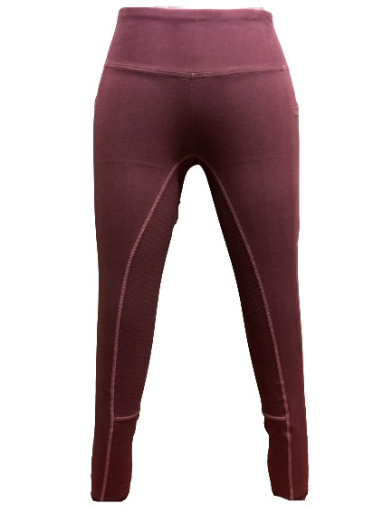 New Silicone Grip Horse Riding Leggings Tights Breeches + Phone Pocket Burgundy