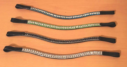 DESIGNER BLING!*Leather Mega-Sparkly Browband*3-Rows Crystals*Dressage *BLACK*