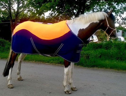 TWO/TONE Mini Shetland PONY RUG SHOW TRAVEL FLEECE RUGS orange/navy 3'6"-5'9"
