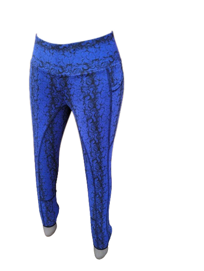 New Silicone Grip Horse Riding Leggings Tights Breeches Phone Pocket BLUE PRINT