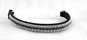 New Bling Designer Black clear crystal 5 rows Browband choice of sizes & color