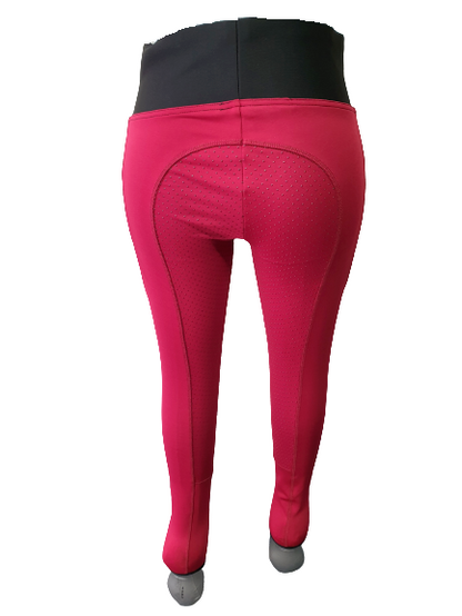 NEW Full Silicone Grip Horse Riding  Tights Breeches  Phone Pocket, Wine Red