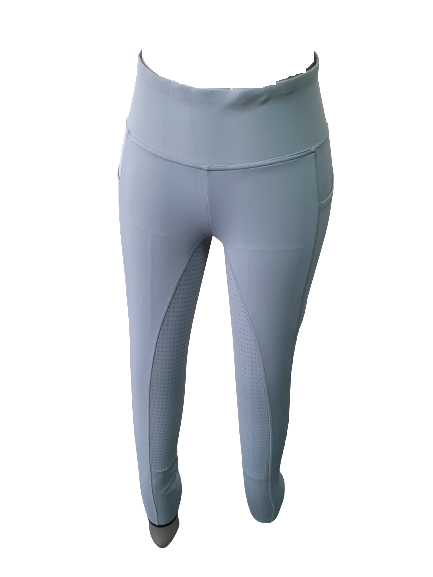 NEW Full Silicone Grip Horse Riding  Tights Breeches  Phone Pocket, Blue Mirage