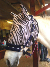 Load image into Gallery viewer, 2 DAYS SALE HORSE/COB/PONY MESH FLY MASK HOOD ZEBRA PRINT BEST SELLER  FREE P/P
