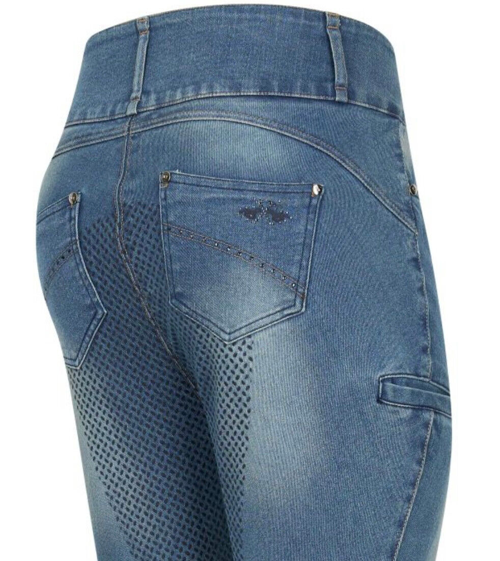 HV Polo FullGrip HVPElena Blue Denim Breeches, UK 10 EU 38 (SKU 0201093456) (S1)