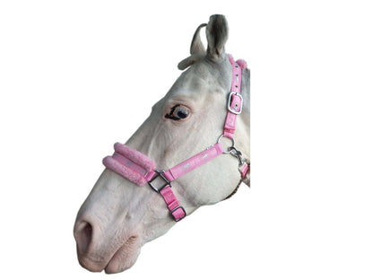 New Mink padded HORSE COB PONY Nylon Halters/Headcollar Horse Print Lead set