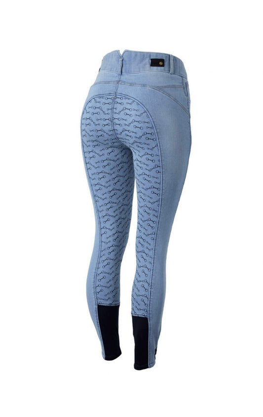Horze Cecilia Full Seat Ladies Denim Breeches Light Blue, EU36 UK10 (36696) (S2)