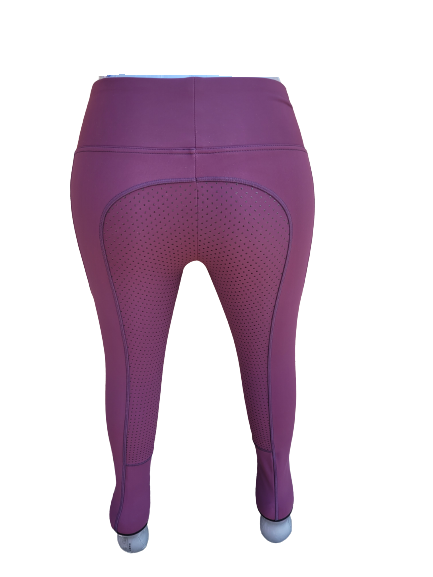 New Silicone Grip Horse Riding Leggings Tights Phone Pocket, Grape Purple