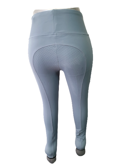 NEW Full Silicone Grip Horse Riding  Tights Breeches  Phone Pocket, Blue Mirage