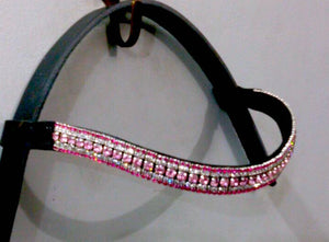 NUOVO Bling ! DESIGN dressage rosa cristallo colorato Briglie GRANDE REGALO NERO