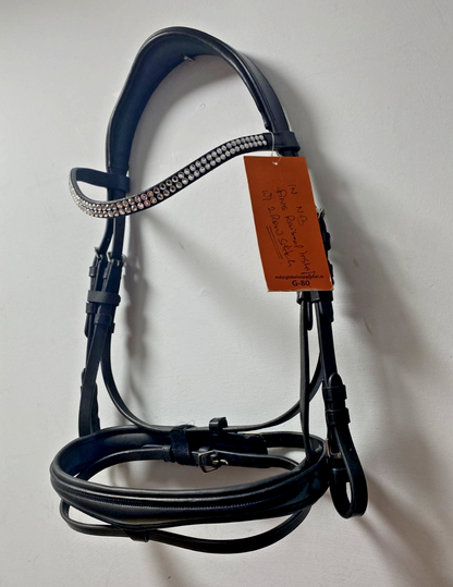 NEW English Leather BRIDLE Crystal SNAFFLE BRIDLE full Black (1169/22-23) B41