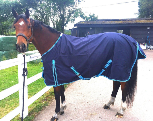 Cwell Equine Light Weight NAVY BLUE turnout rug/rain sheet no fill 600 Denier
