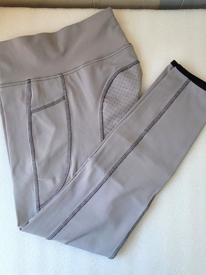 New Silicone Grip Horse Riding Leggings Tights + Phone Pocket STEEL GREY