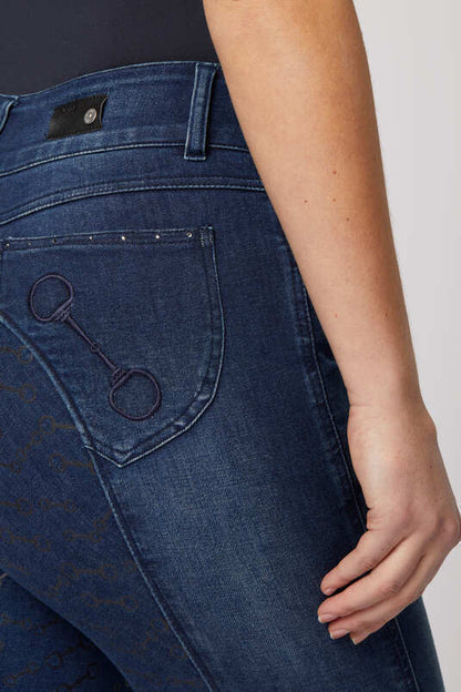 Horze Kaia Denim Silicone Full Seat Breeches with Crystals (36684)