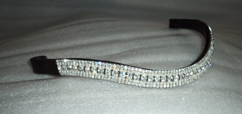 New BLING Designer Look U clear Pearl crystal  Browband Great Gift offer BLACK