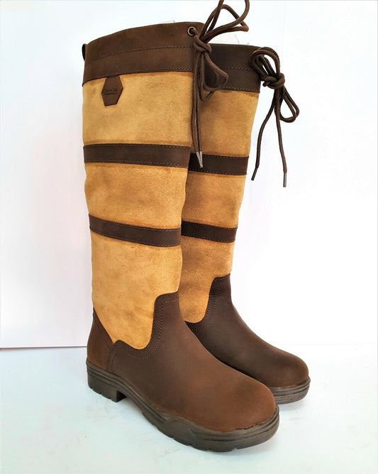 NEW PoleStar London Leather/Suede Riding Boots Country Boots Brown/Beige W/XWide