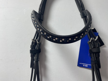 NEW English Leather BRIDLE SNAFFLE Crystal BRIDLE full Black (944/23-24) B33