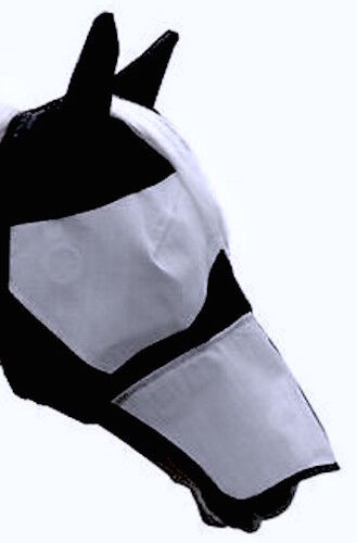 Fine Mesh Horse Cob Pony Full Face Fly Mask Hood With Ears long Nose Flap £6.99