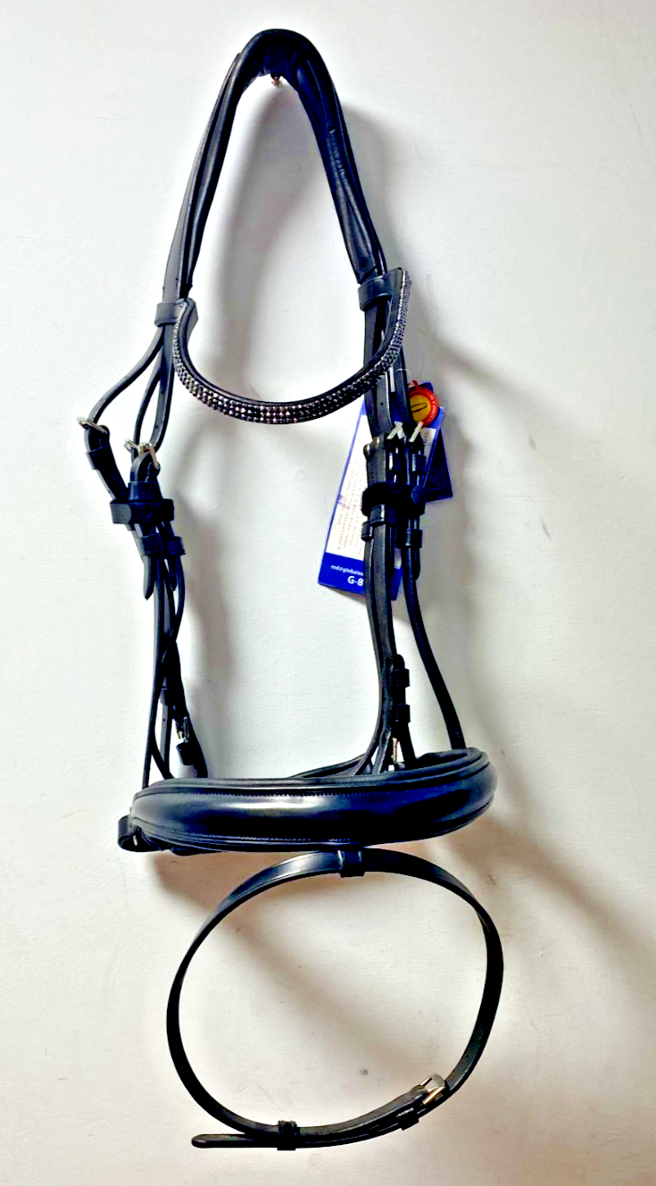 NEW Cwell English Leather BRIDLE Crystal SNAFFLE BRIDLE full Black (2002) B40