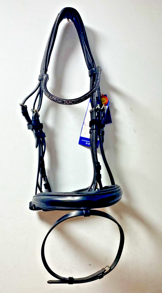 NEW Cwell English Leather BRIDLE Crystal SNAFFLE BRIDLE full Black (2002) B40