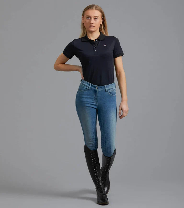 Premier Equine  Gina Ladies Full Seat Denim Breeches  Blue UK 22" EU 34 (4132)S92