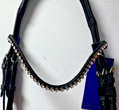 NEW Cwell English Leather BRIDLE Crystal SNAFFLE BRIDLE full Black (2000) B34