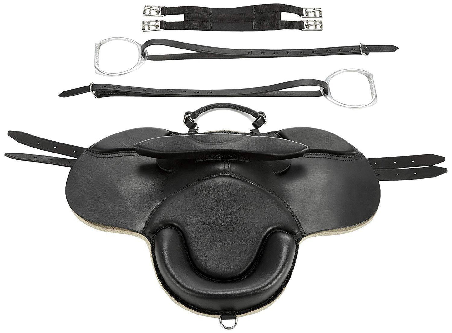NEW Leather TREELESS  FELT PADDED Shetland Pony CUB SADDLE CHOICE OF SIZES BLACK
